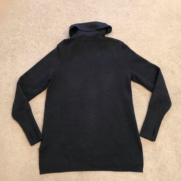 Cynthia Rowley Turtleneck Sweater Womens Medium Charcoal Grey Pocket Thumb Holes - Picture 3 of 9